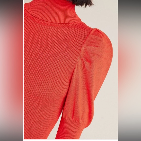 NEW Anthropologie Turtleneck Cecilia Puff-Sleeved Sweater Size S Red - Picture 5 of 6